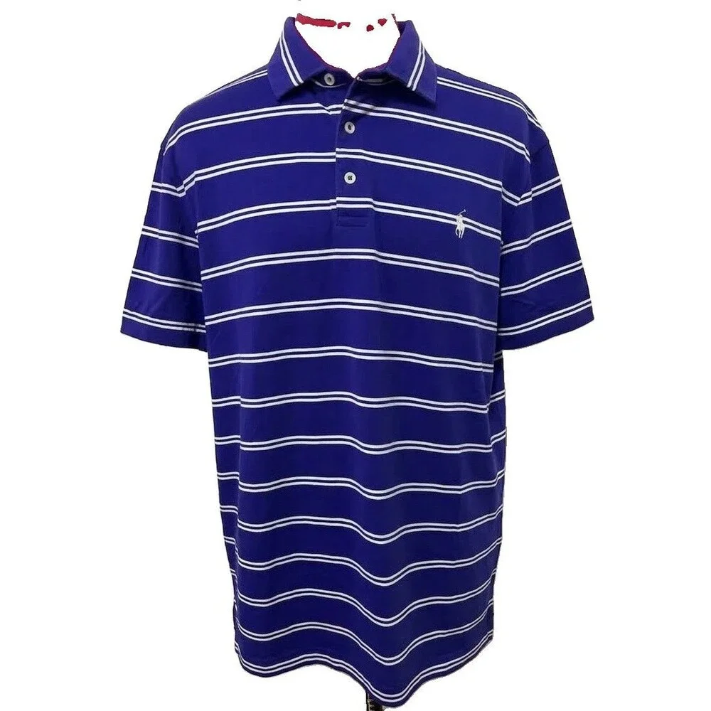Polo Ralph Lauren Men’s Blue And White Striped Short Sleeve Shirt Size XL